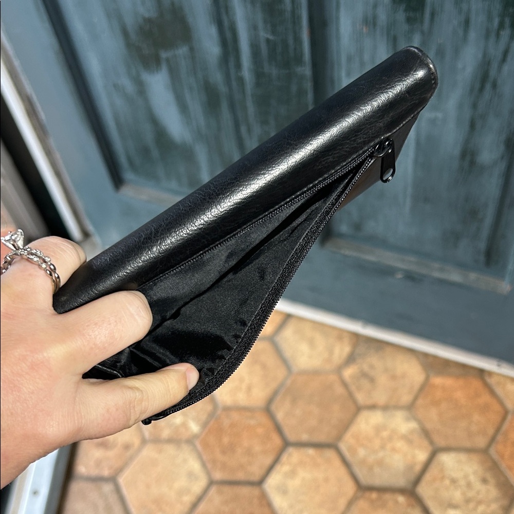 Sleek Black Leather Clutch - Picture 3 of 3